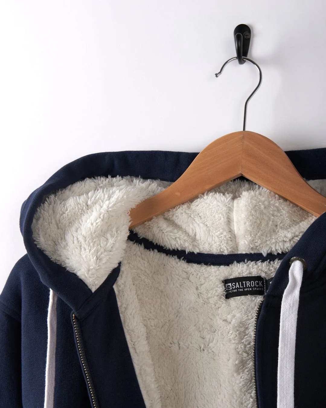Saltrock Original - Mens Fur Lined Hoodie - Dark Blue Anti Static Finish Eco Friendly Material