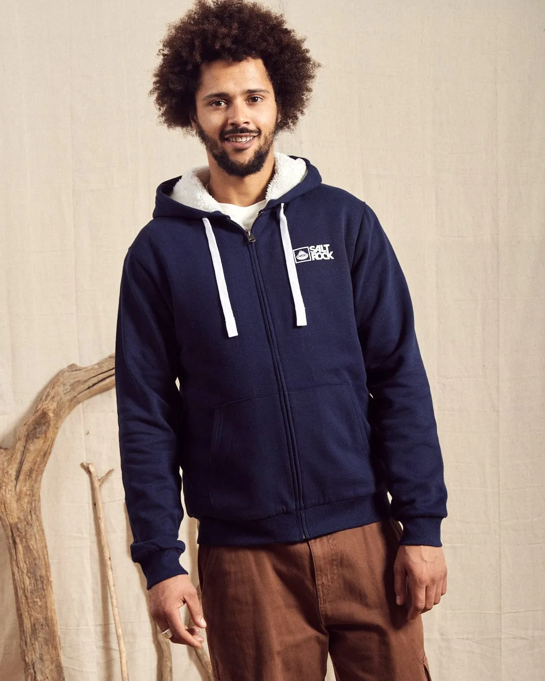 Saltrock Original - Mens Fur Lined Hoodie - Dark Blue Odor Resistant Material
