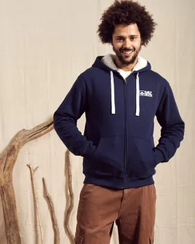 Saltrock Original - Mens Fur Lined Hoodie - Dark Blue Light Warmth Fashionable Layering