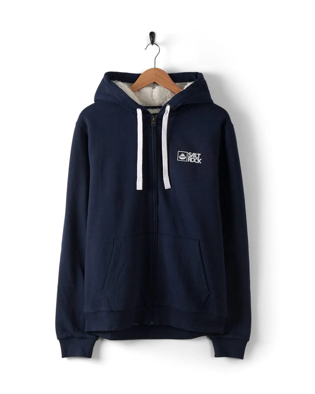 Saltrock Original - Mens Fur Lined Hoodie - Dark Blue Soft And Comfortable Sport Performance