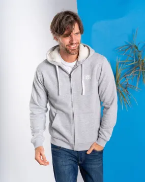 Saltrock Original - Mens Fur Lined Zip Hoodie - Grey Layered Knit