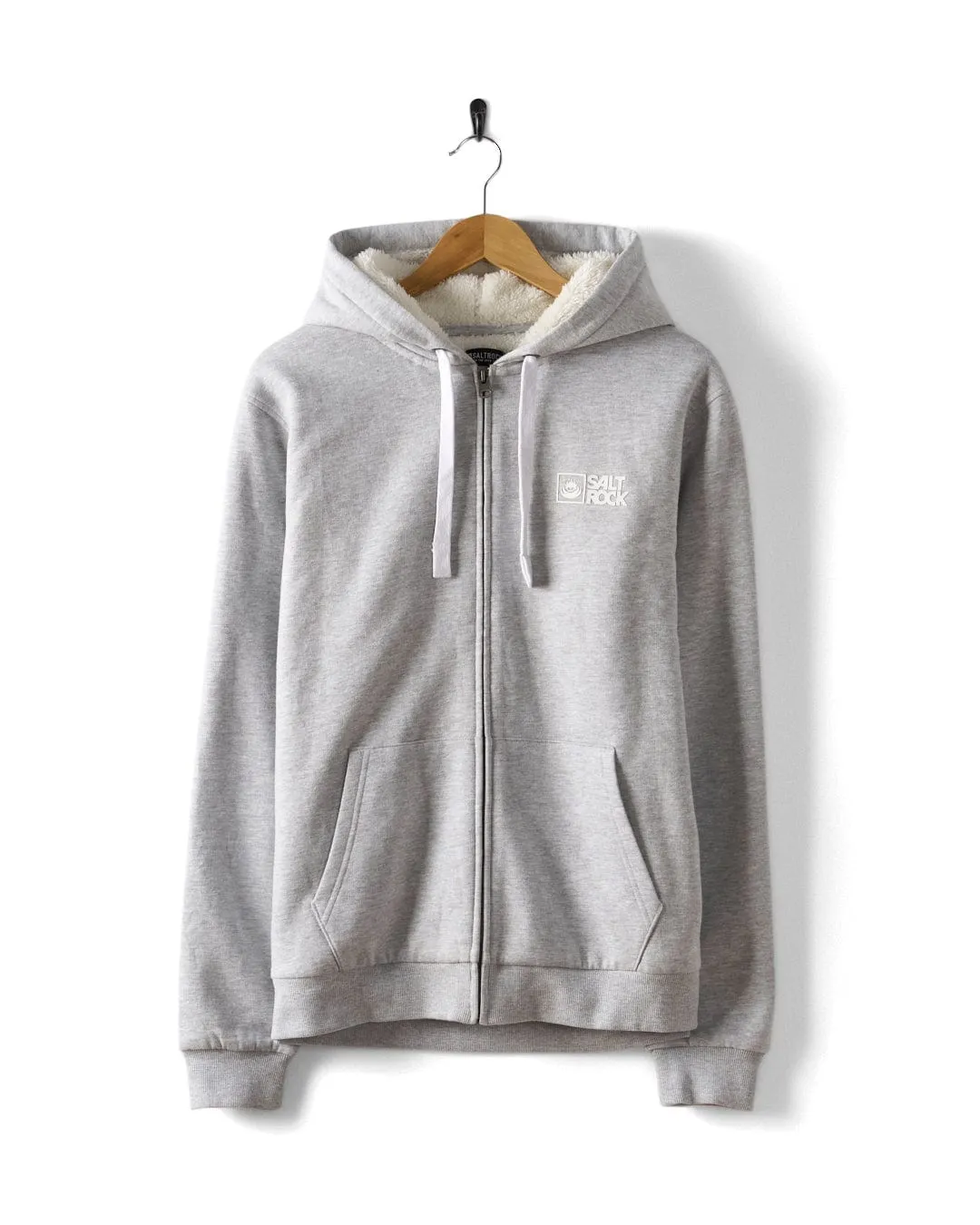 Quick Dry Material Tagless Neck Finish Saltrock Original - Mens Fur Lined Zip Hoodie - Grey