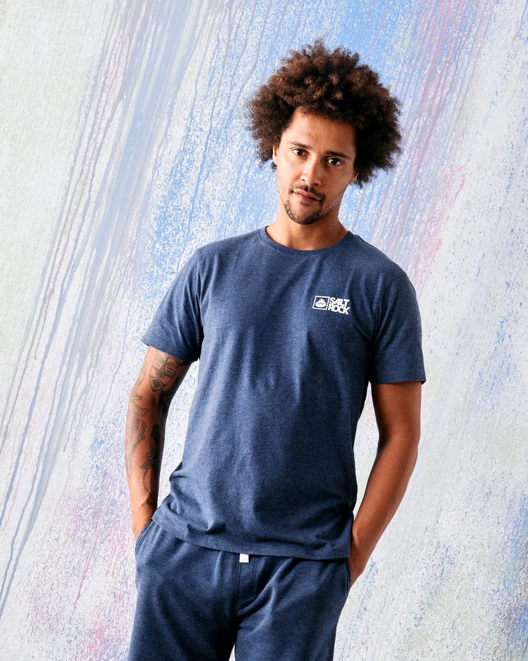 NonIrritating Fabric Comfy Fit Saltrock Original - Mens Short Sleeve T-Shirt - Blue Marl