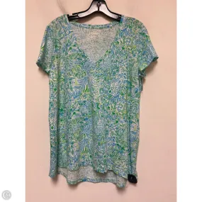 Tagless Comfort Top Short Sleeve Designer By Lilly Pulitzer In Blue & Green, Size: L