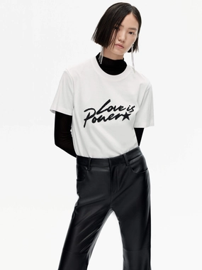 Letter Slogan Cotton T-shirt Lightweight insulation