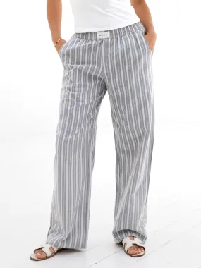 Elena Stripe Trousers - Grey Lifestyle Fit