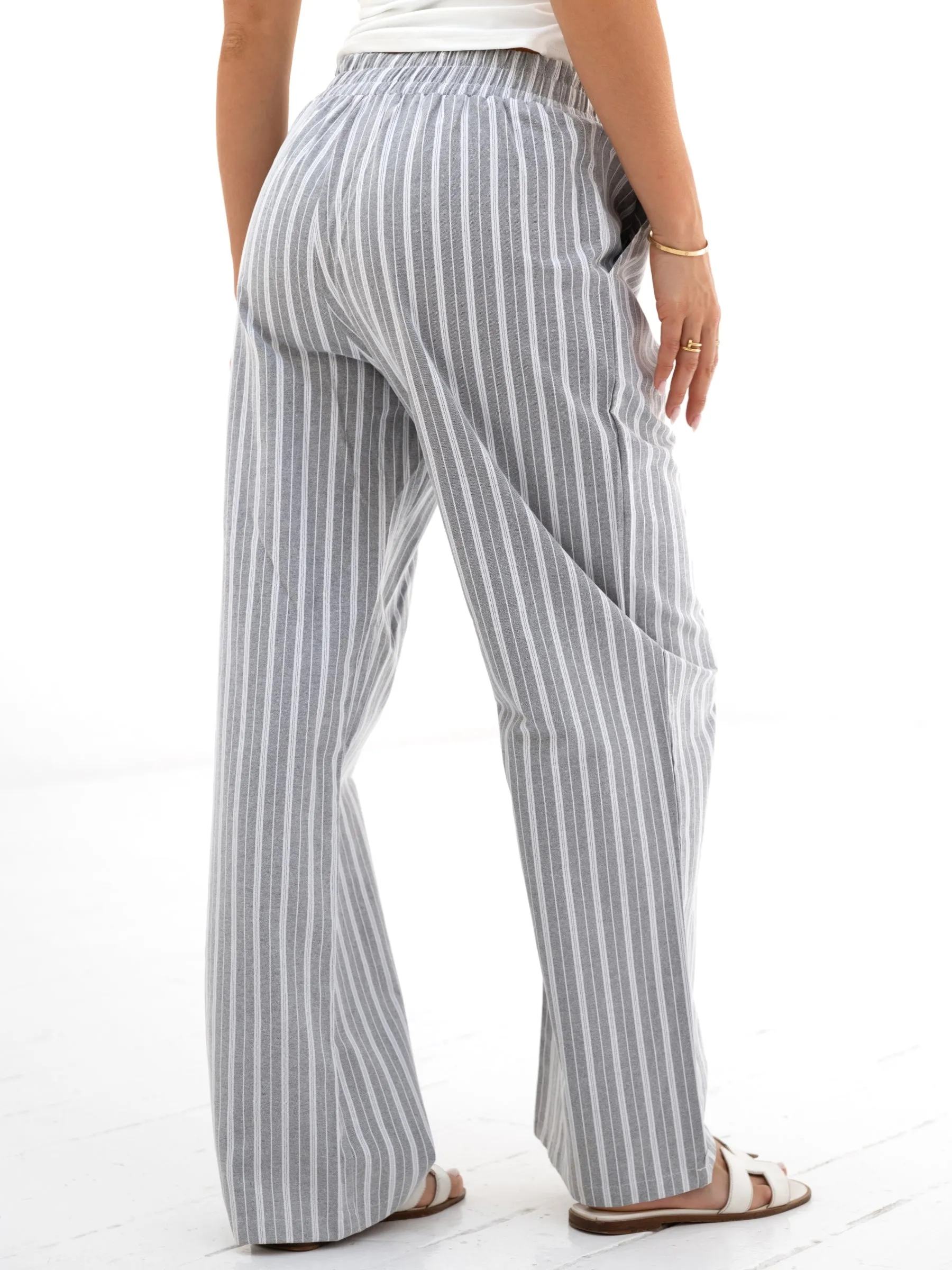 Elena Stripe Trousers - Grey standard fit