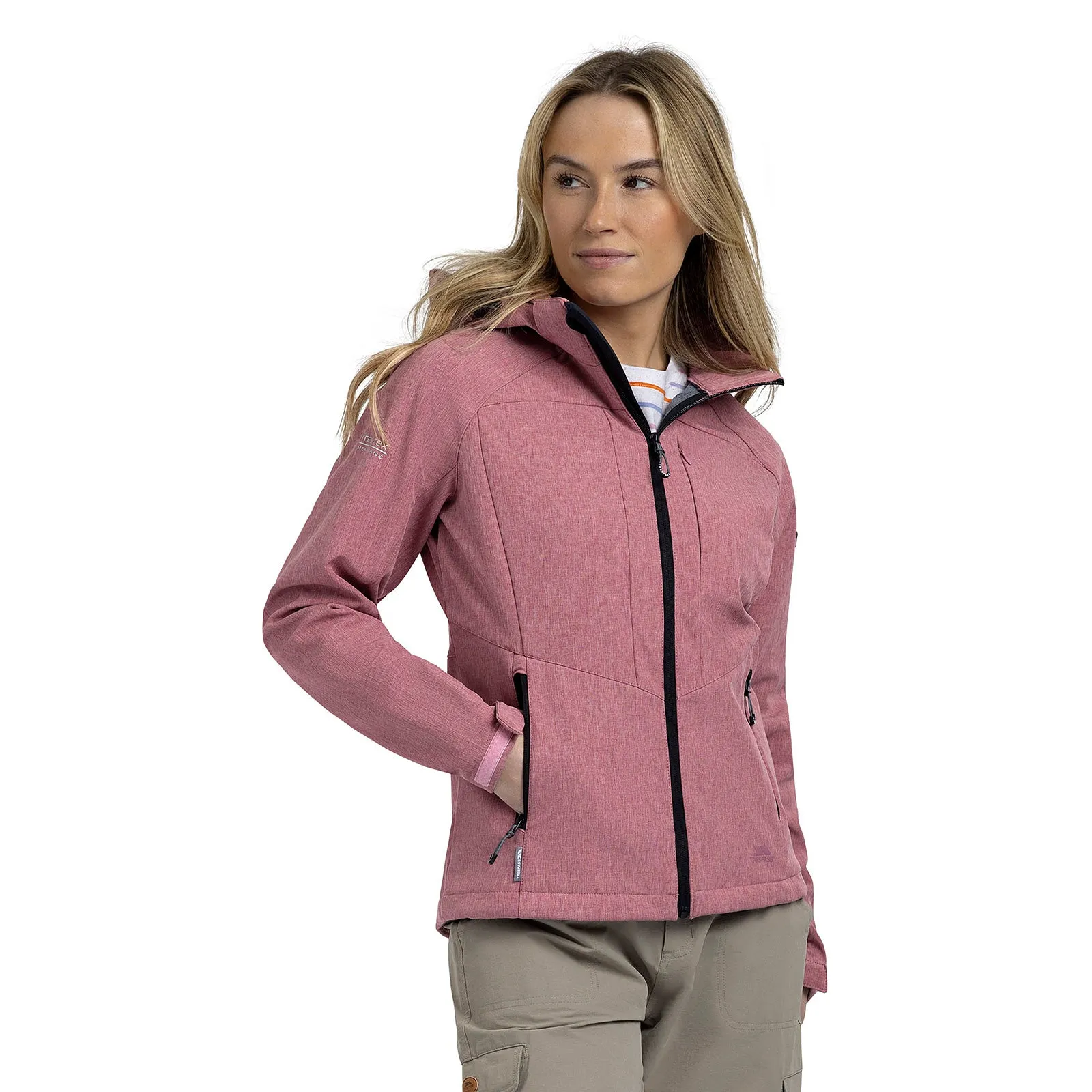 WindproofDesign Trespass Womens Fryatt Zip off Hood Softshell Jacket
