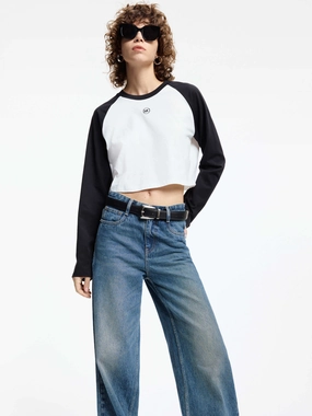 Four Way Stretch Raglan Sleeves Cotton T-shirt