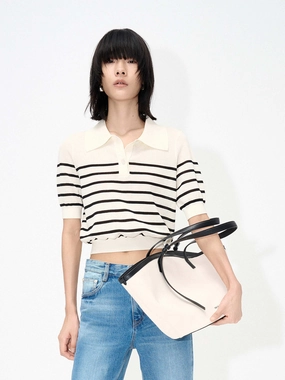 Short Sleeve Striped Top Anti Sag Material