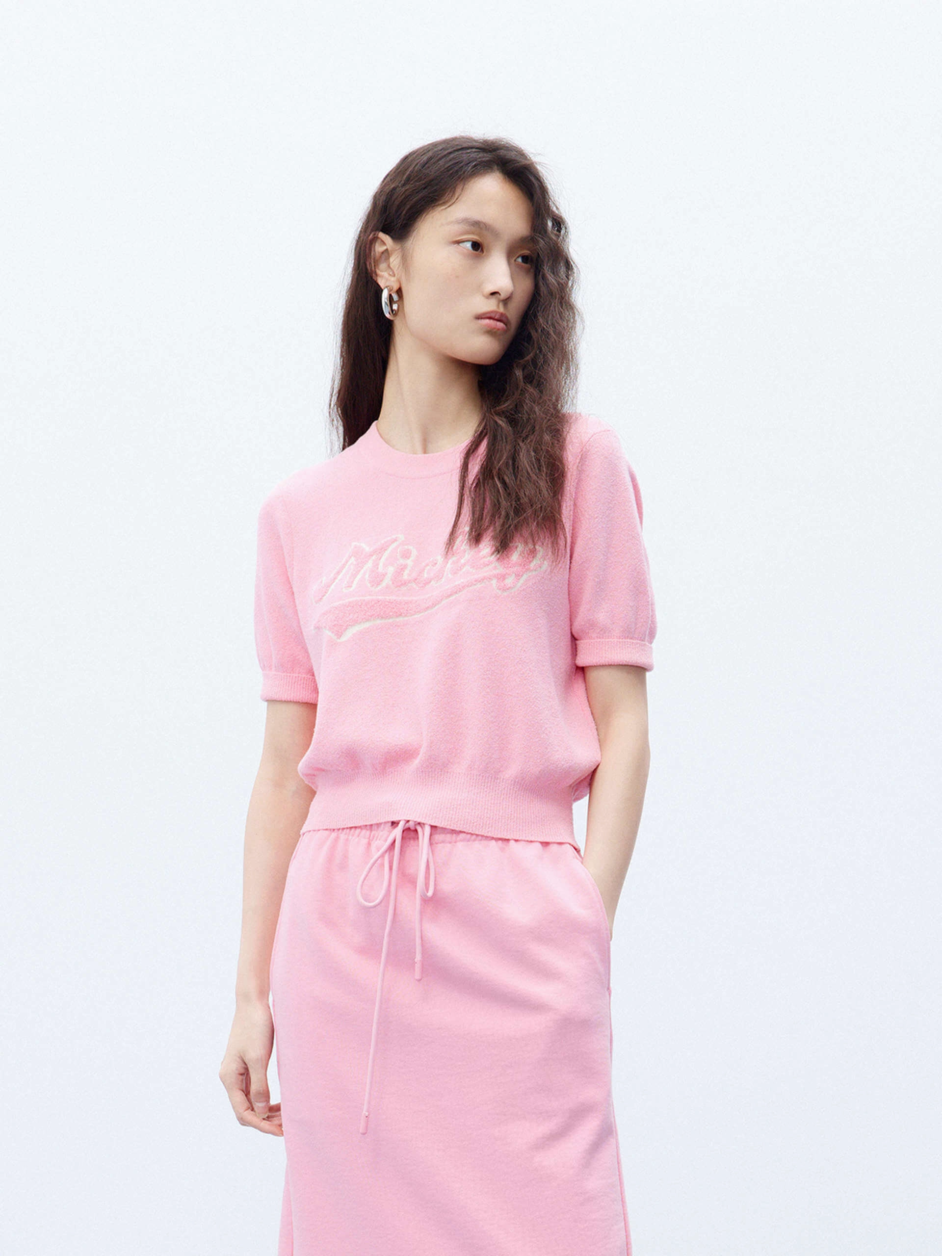Short Sleeve Texture Knitted Top High Elasticity Fabric