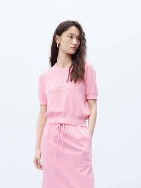 Short Sleeve Texture Knitted Top High Elasticity Fabric