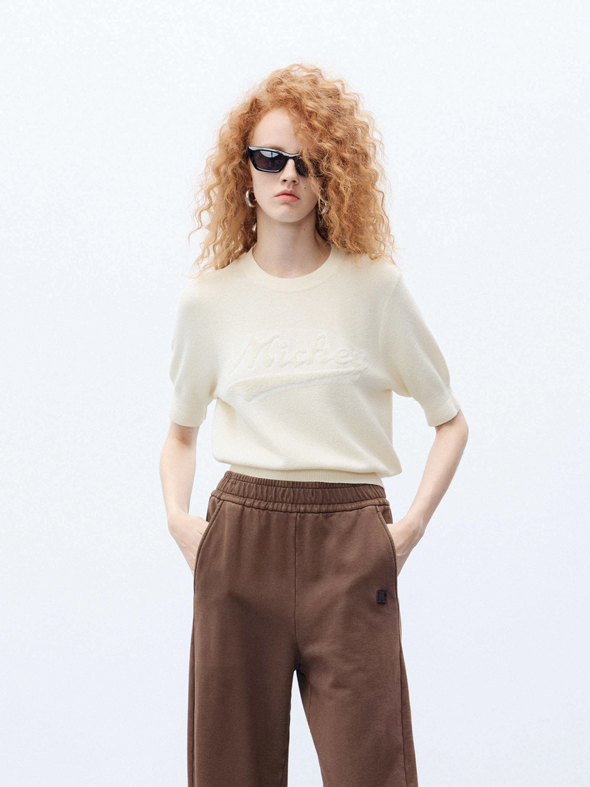 Short Sleeve Texture Knitted Top Odor Resistant Treatment Flexible Knit