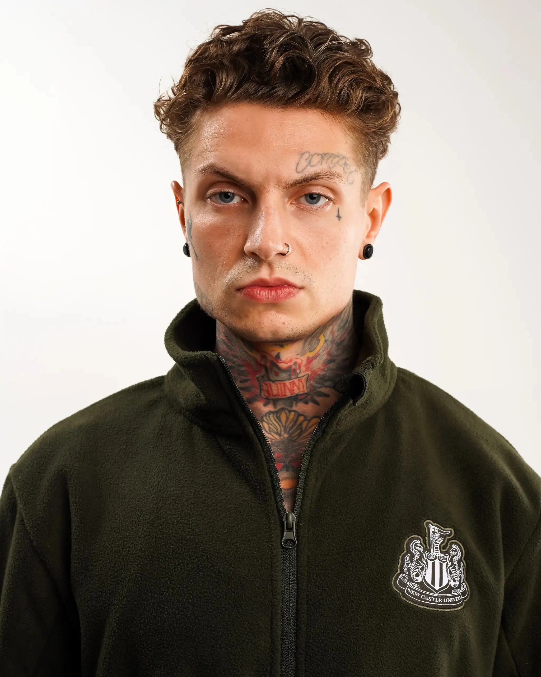 Many Pockets Newcastle United Men's Khaki Full Zip Fleece