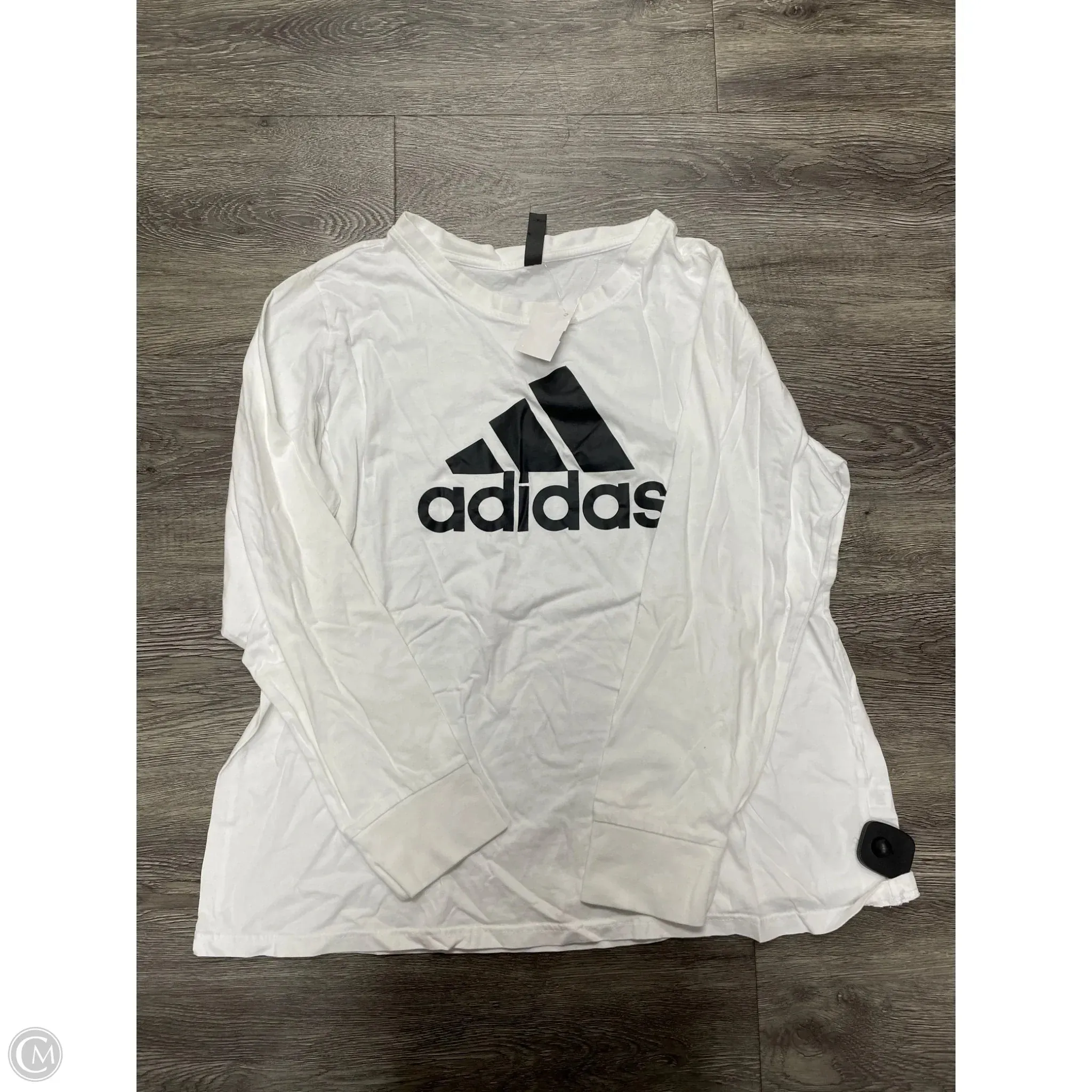 AdjustableNeckline Athletic Top Long Sleeve Crewneck By Adidas In Black & White, Size: 2x