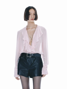 Silk Ruffles Detail Blouse Compression Fit