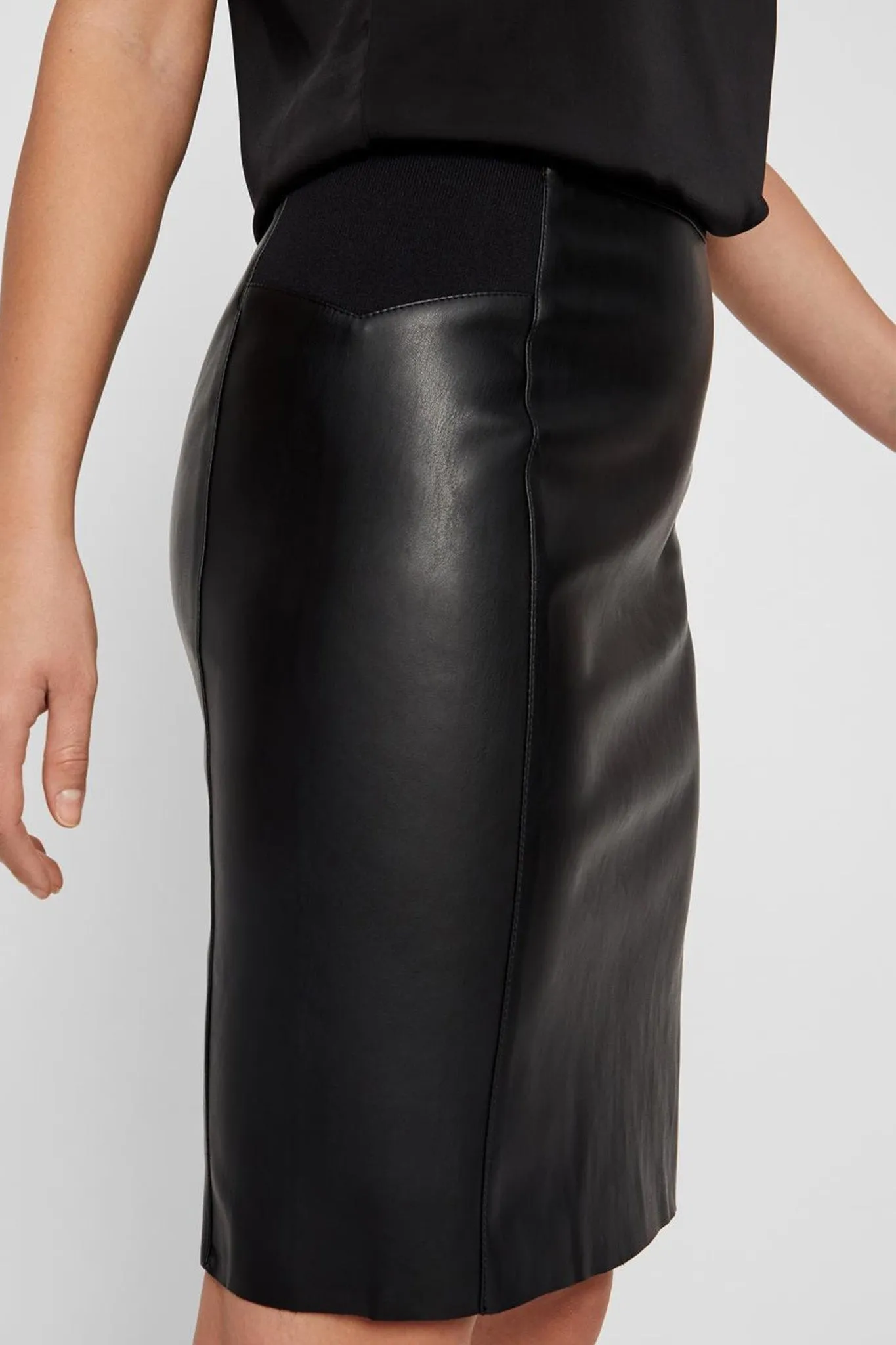 Sia High Waisted Faux Leather Mini Skirt Denim style