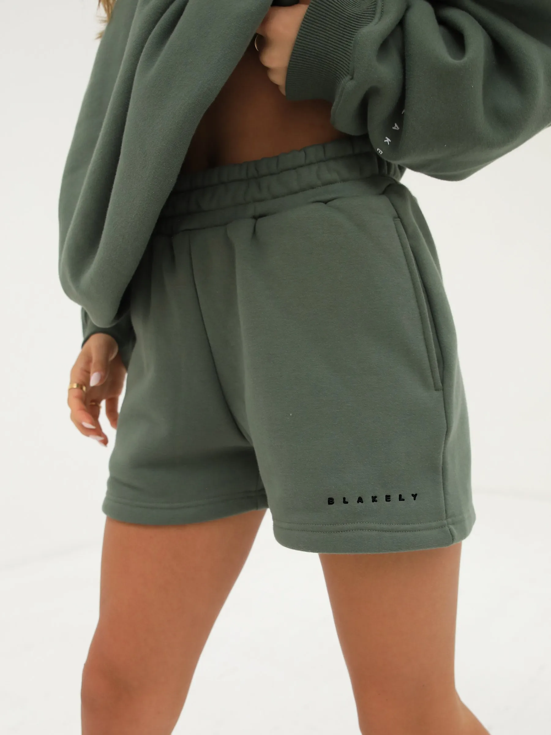Summer Comfort Isabel Jogger Shorts - Khaki Green