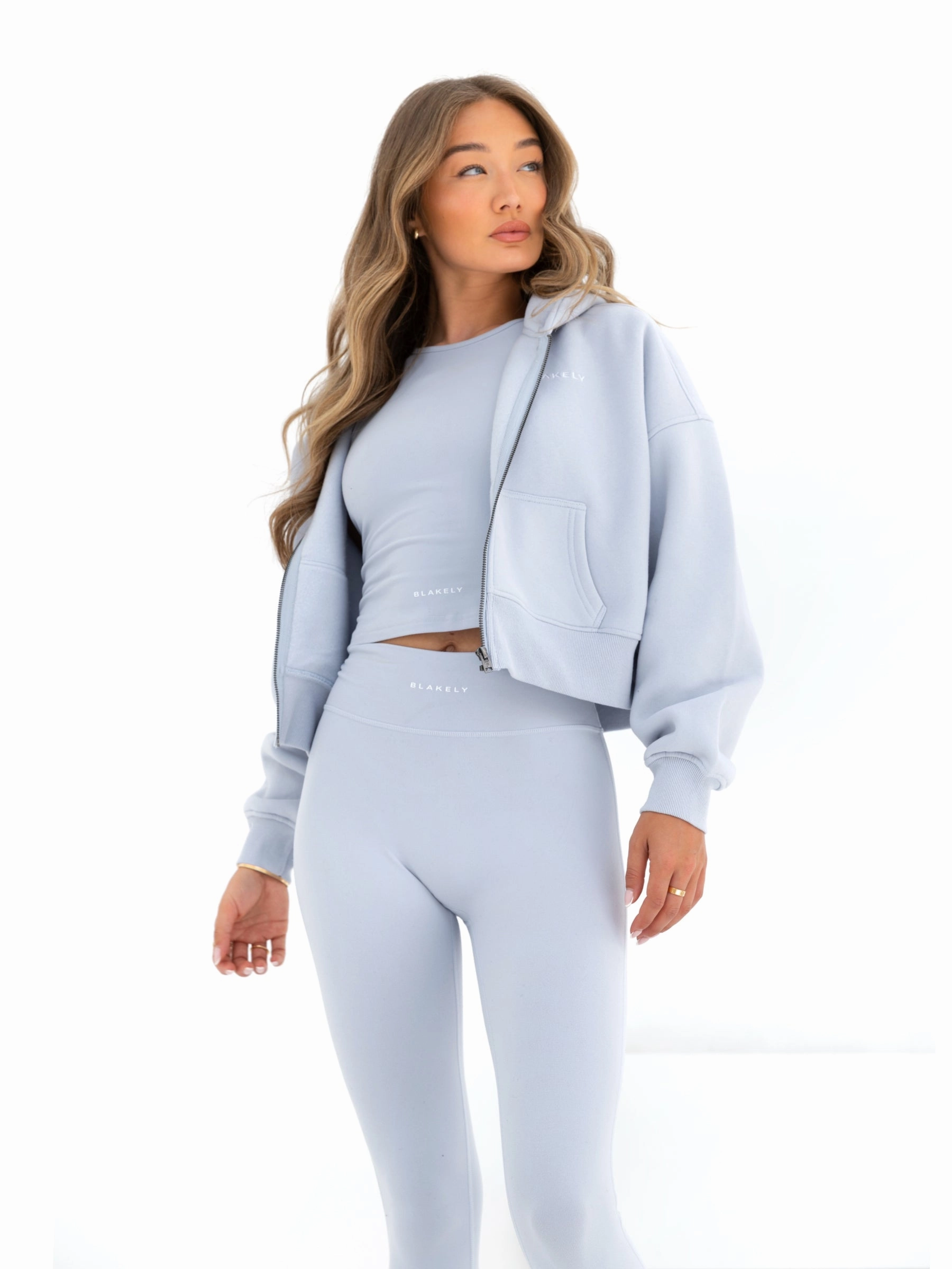 Blakely Full Zip Hoodie - Pale Blue Glamorous touch