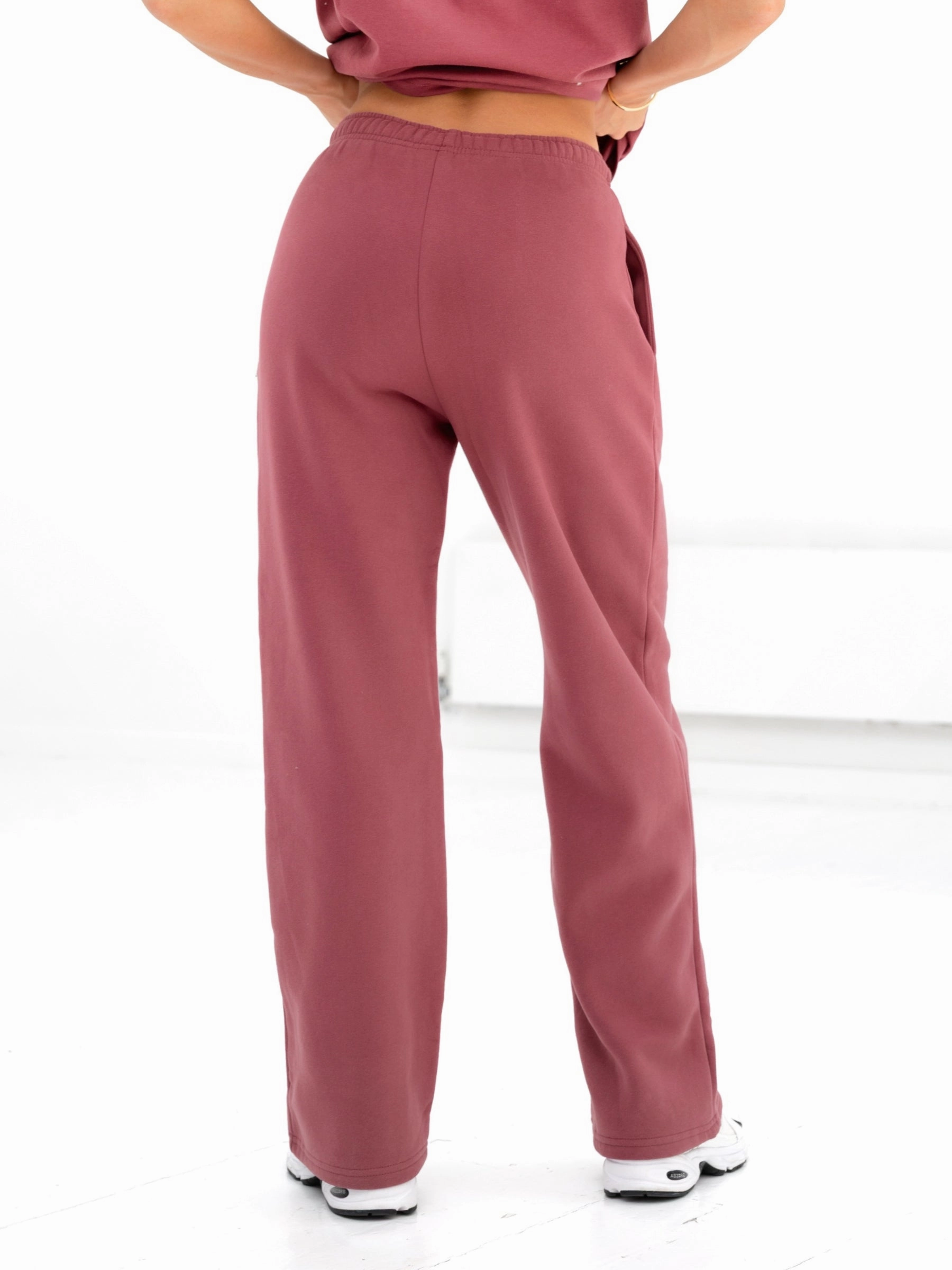 Reinforced Knees Cloud Print Wide Leg Sweatpants - Dark Pink