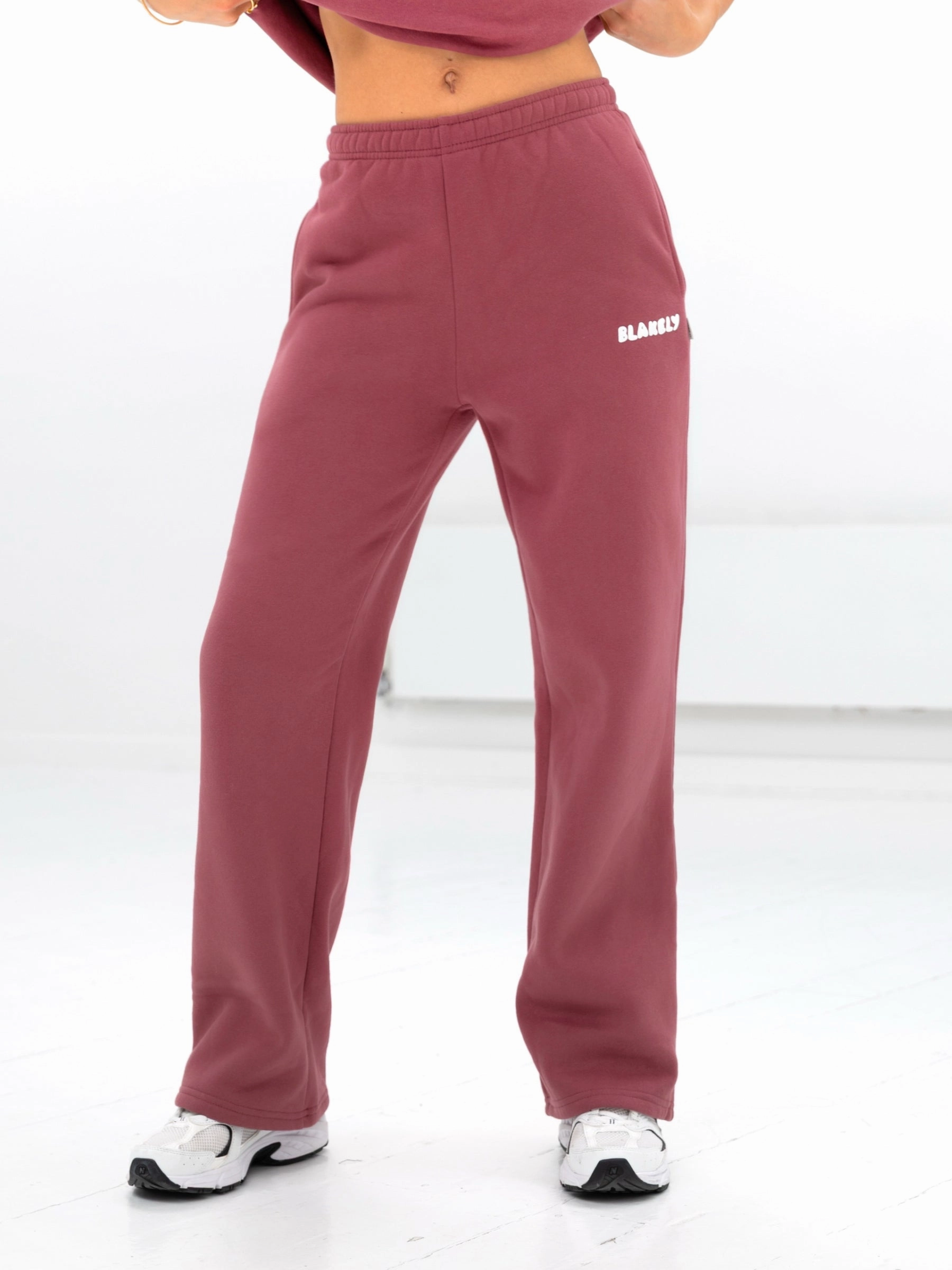 Cloud Print Wide Leg Sweatpants - Dark Pink Thermal Lining Corduroy texture