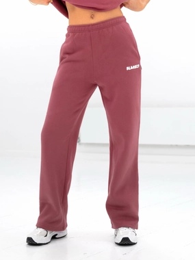Cloud Print Wide Leg Sweatpants - Dark Pink Thermal Lining Corduroy texture