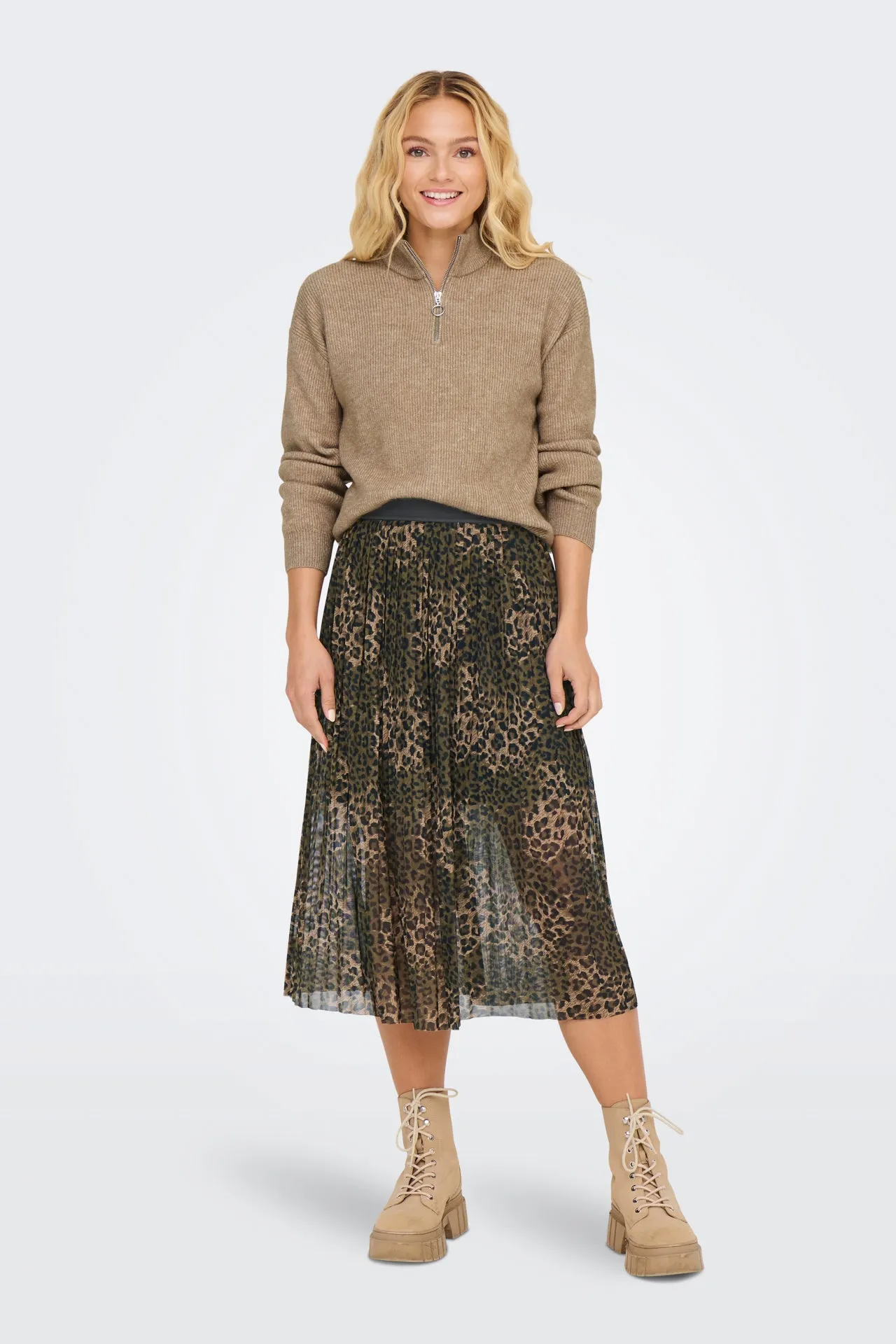 Elsa Pleat Leopard Print Mesh Skirt Ombre effect