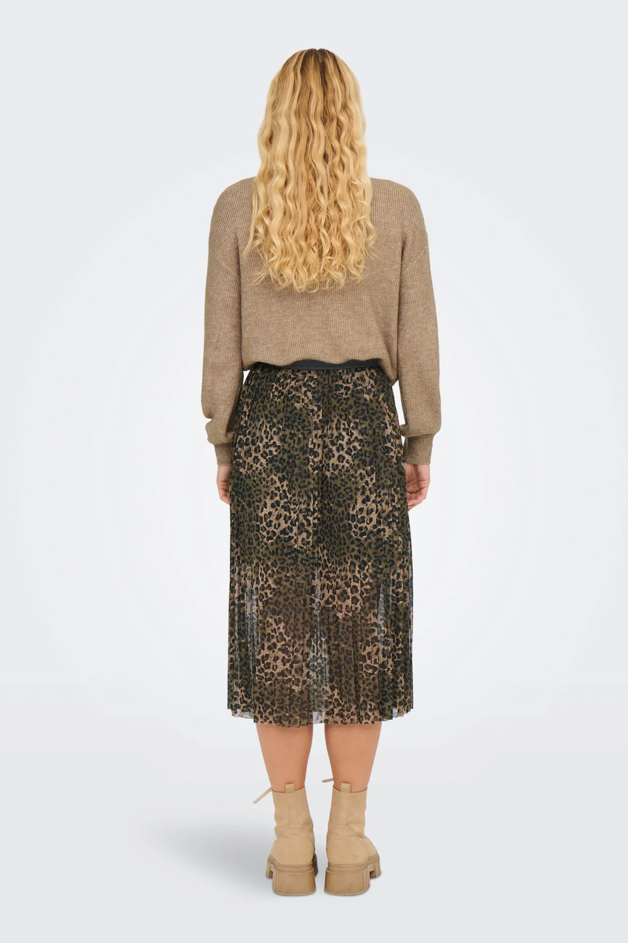 Smart Fit Elsa Pleat Leopard Print Mesh Skirt