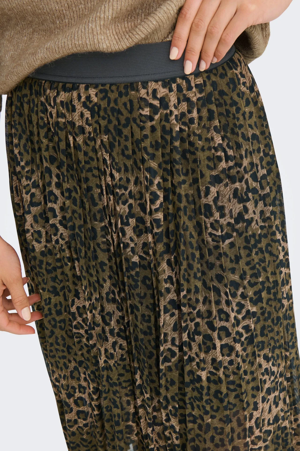 Elsa Pleat Leopard Print Mesh Skirt Runway Ready Signature Line