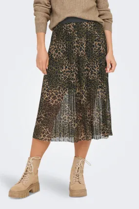 Elsa Pleat Leopard Print Mesh Skirt Soft Movement
