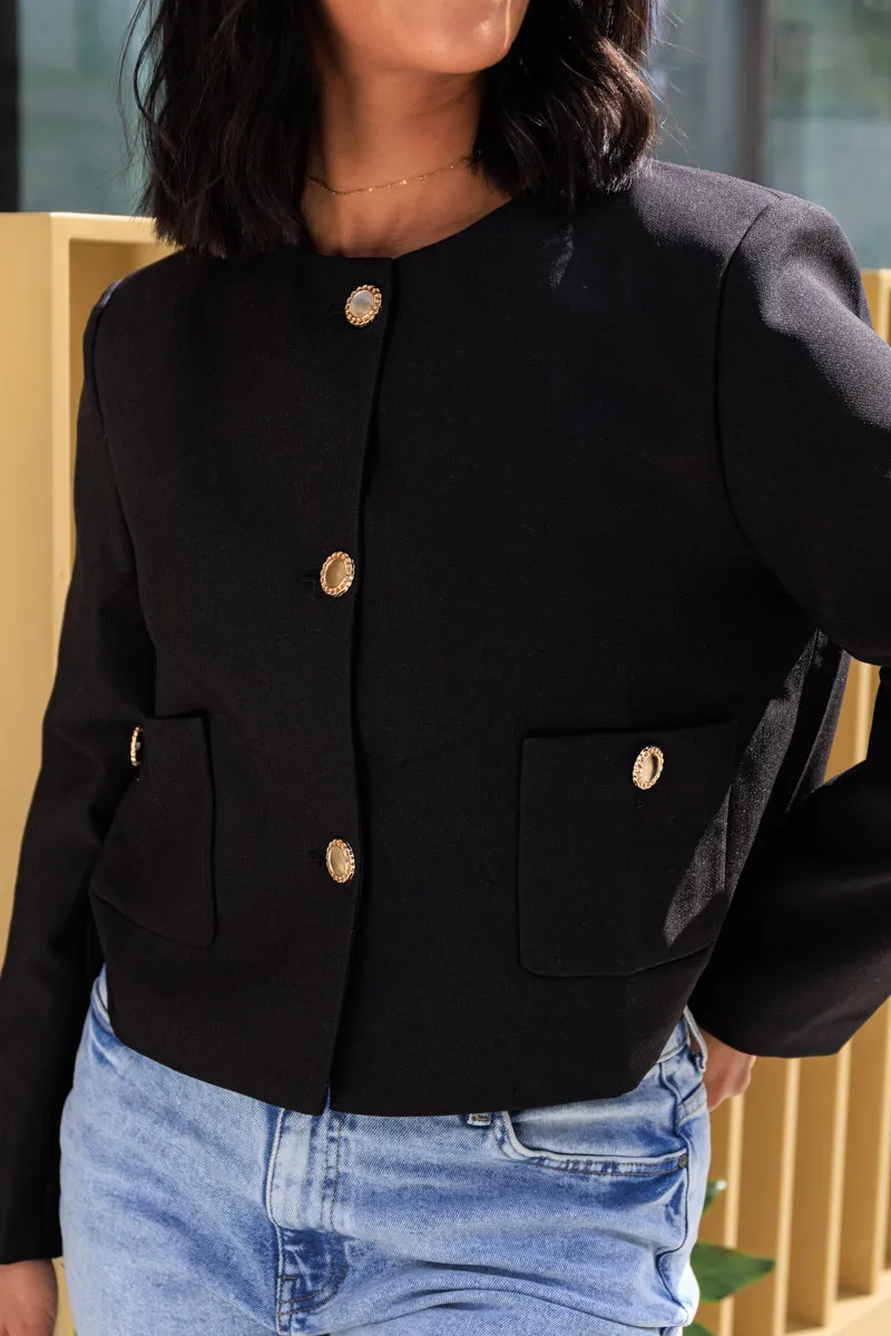 Alice Black Buttoned Blazer Everyday Active Style