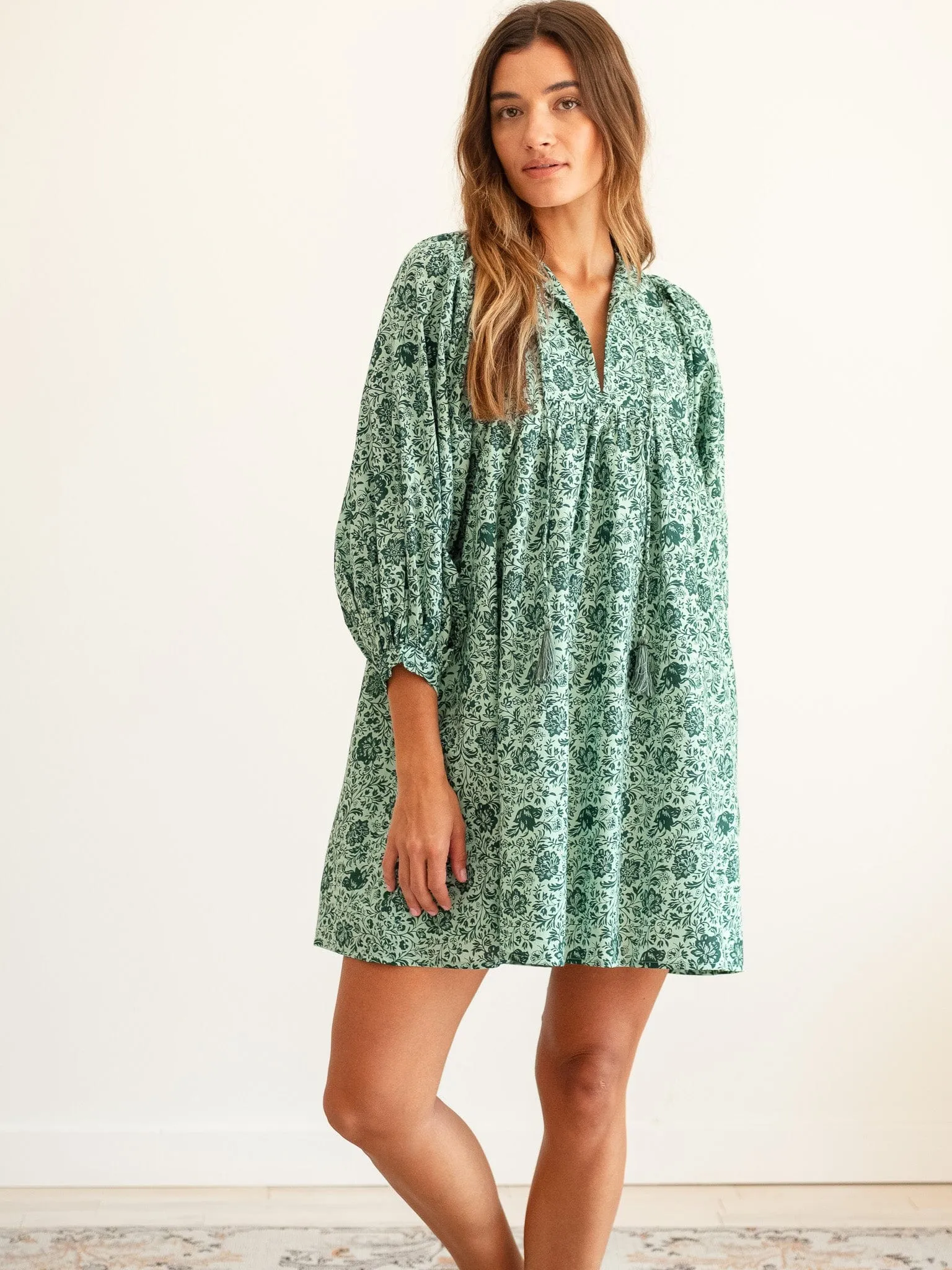 Daisy Dress in Jade Floral Cozy Flex Casual Comfort Wear