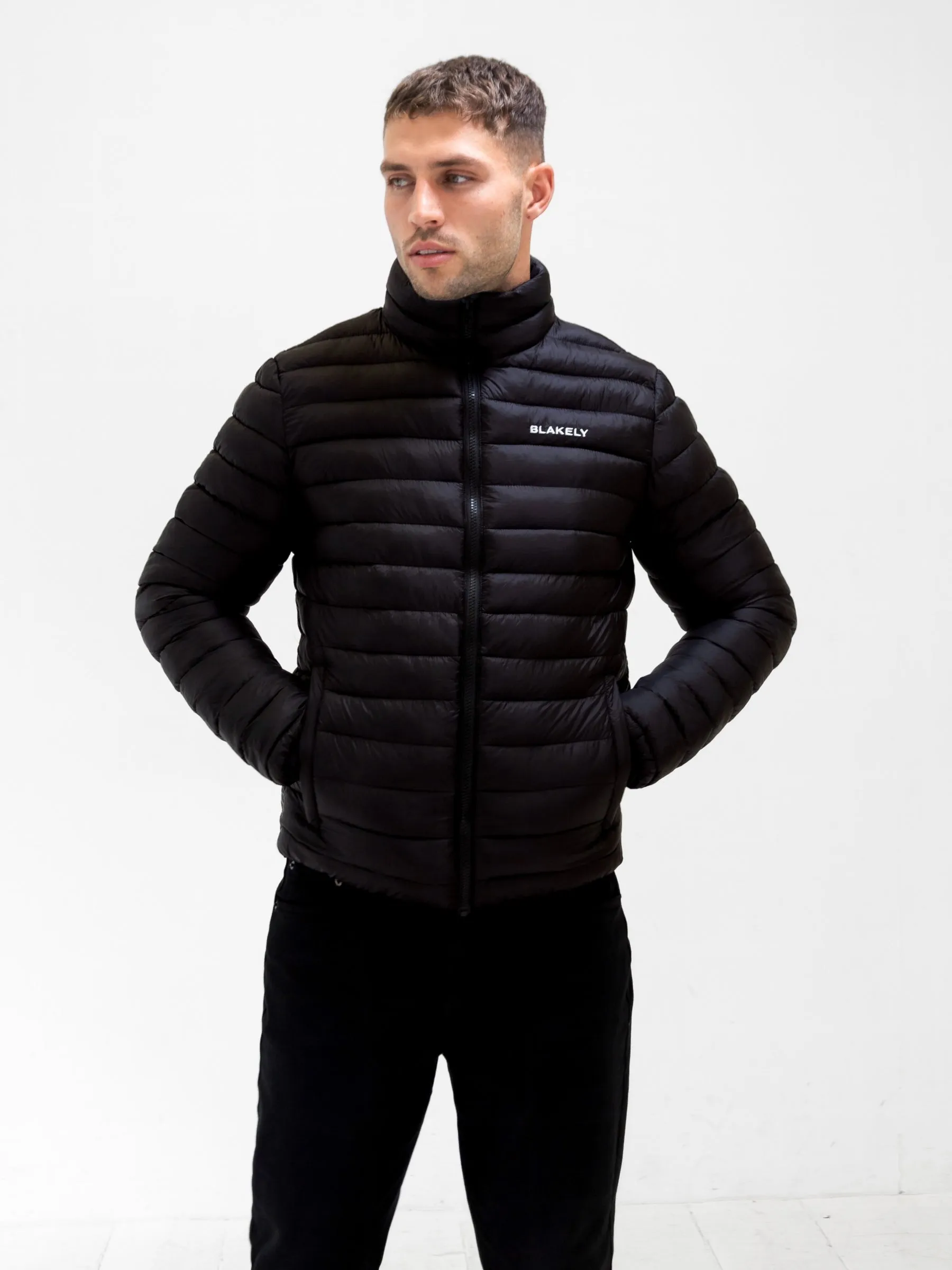 Flatlock stitching Lucas Lightweight Puffer Jacket - Black