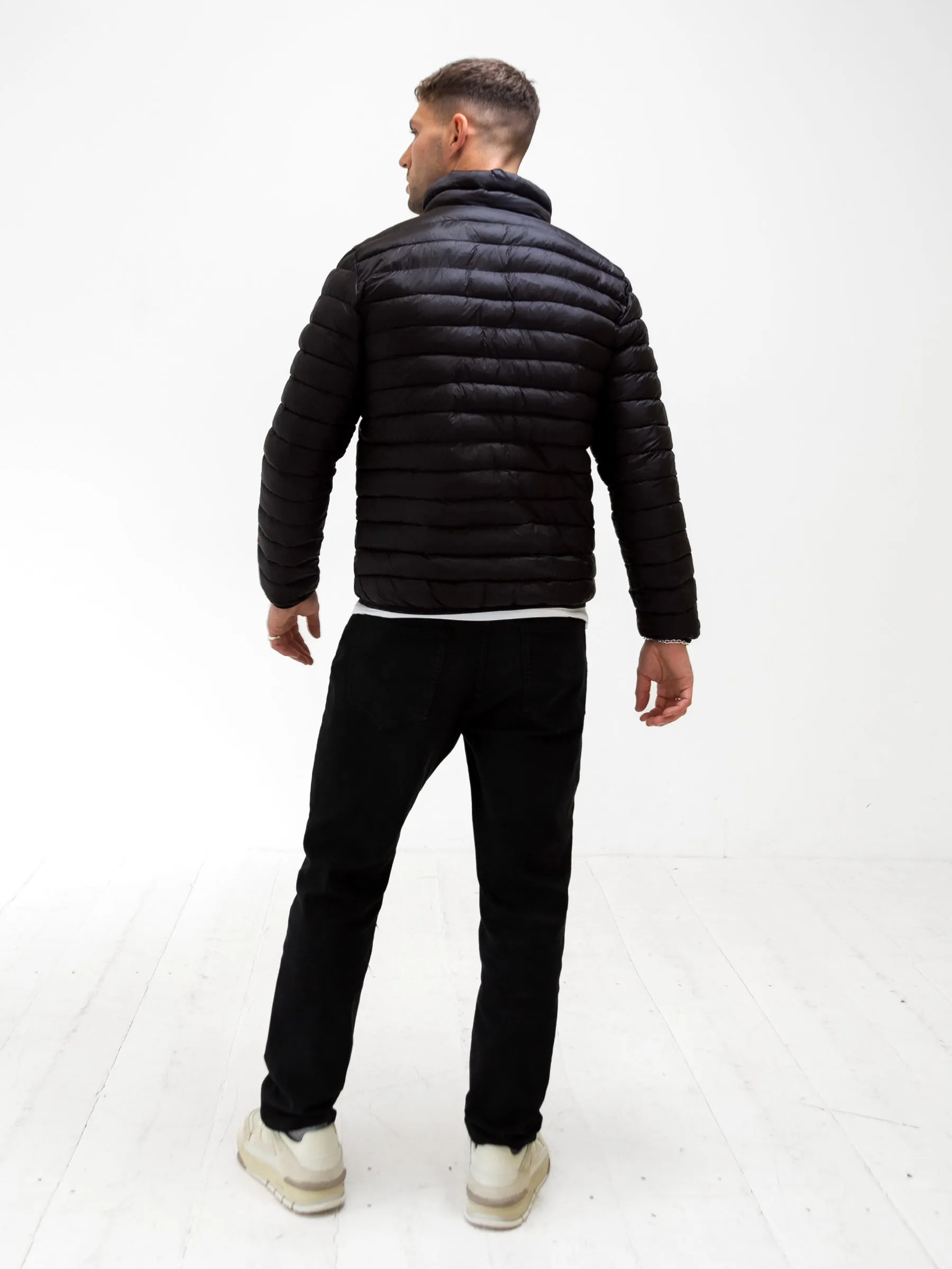 Lucas Lightweight Puffer Jacket - Black Soft Fleece Mesh Lining