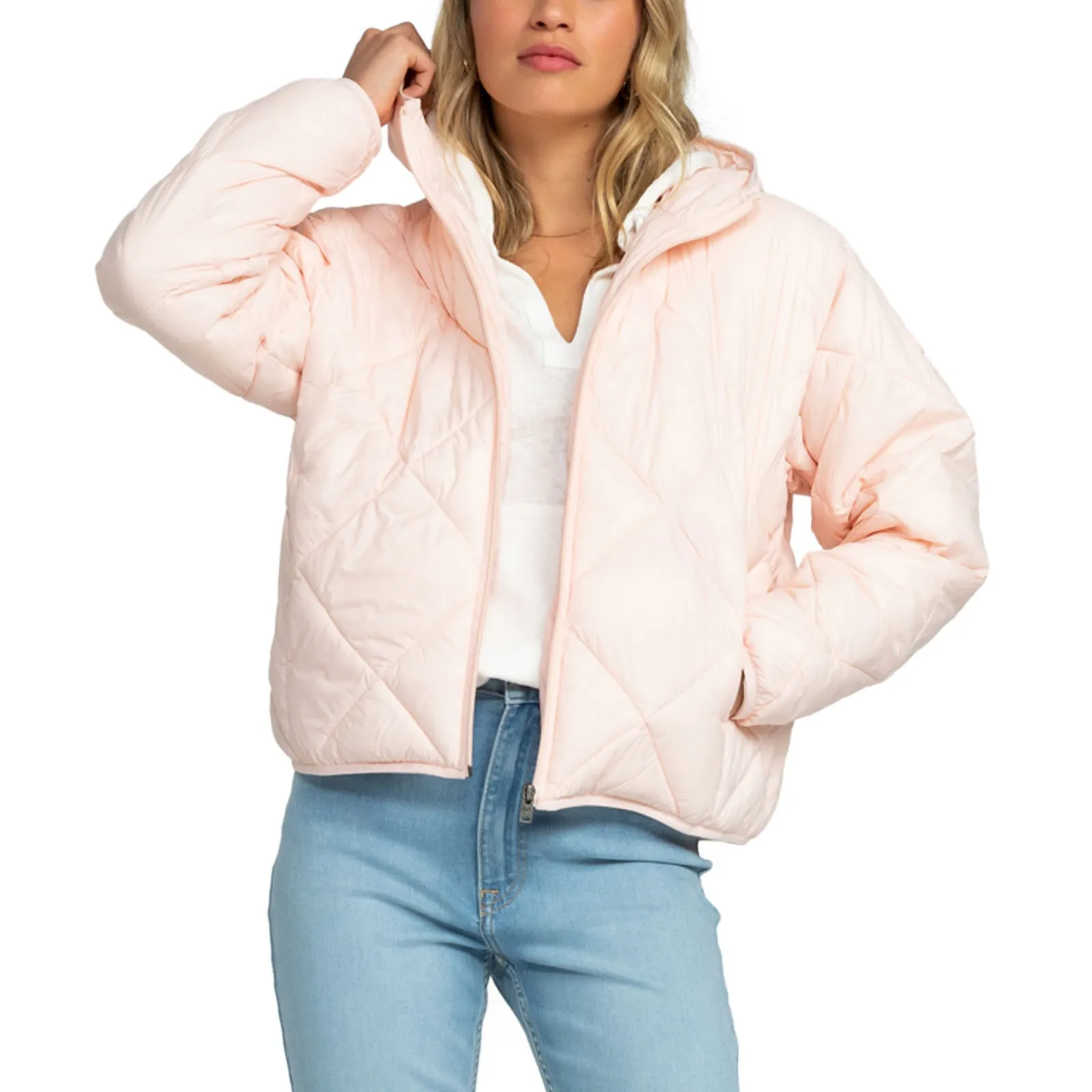 Roxy Womens Wind Swept Hooded Packable Padded Jacket Lightweight Layer Fashion Use