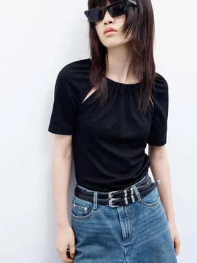 Odor Control Fabric Slim Fit Cutout Top
