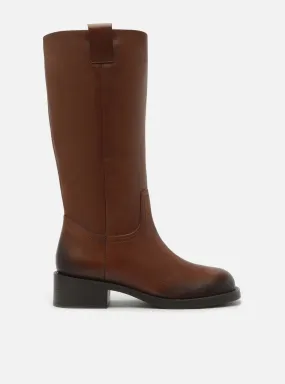 Hadley Low Block Leather Boot Gloss Shine Canvas Lite