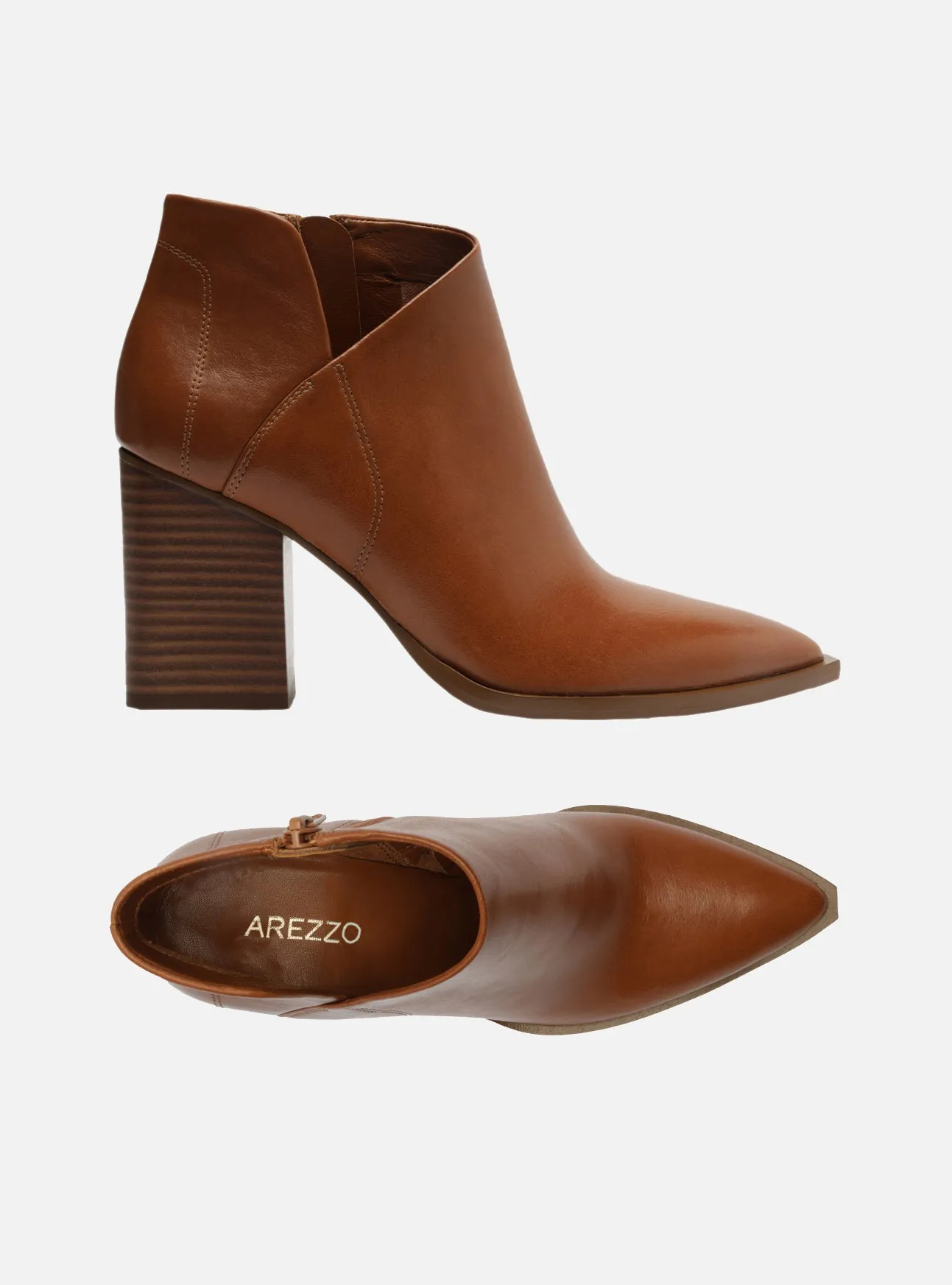 Cora Leather Block Ankle Boot Stable Ankle