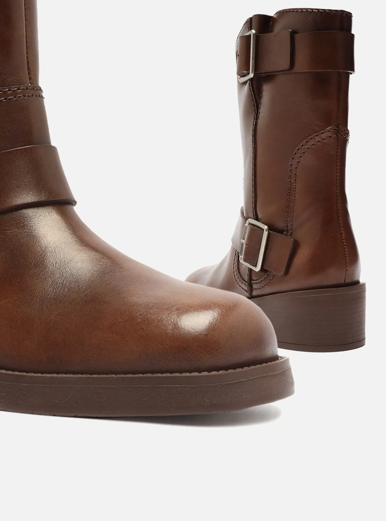 Lucy Leather Block Boot Mud Resistant Daily Walks