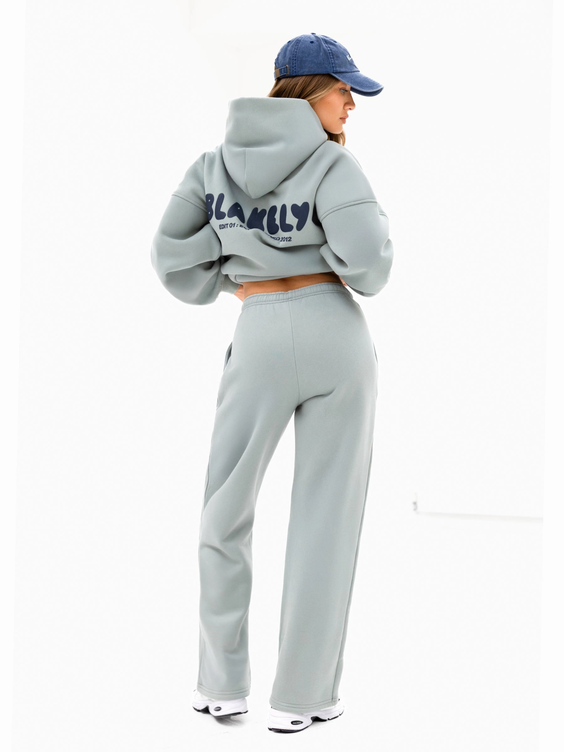 Cloud Print Wide Leg Sweatpants - Mineral Blue Everyday Flex ArticulatedJoints