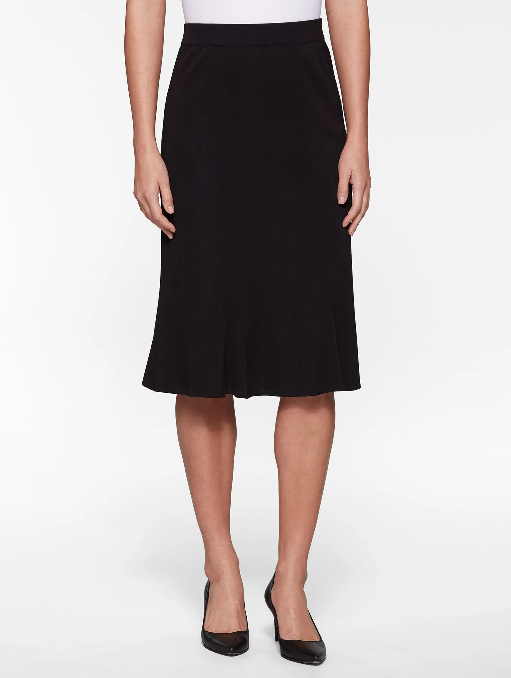 Soft Lines Weekend Outfit Gored Mylana Knit Skirt, Black - True Fit
