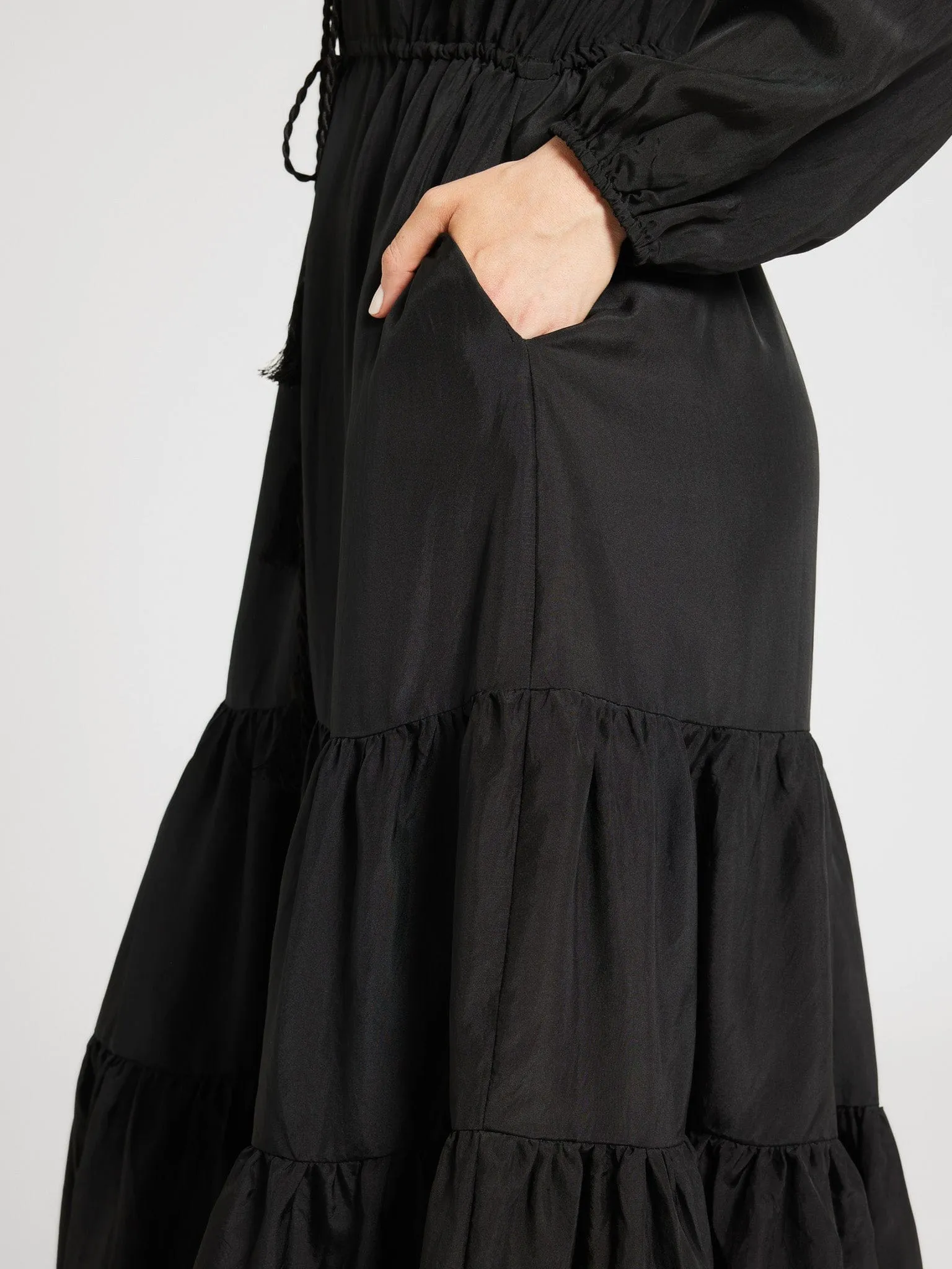 Astrid Dress in Black Silk Hidden Zipper