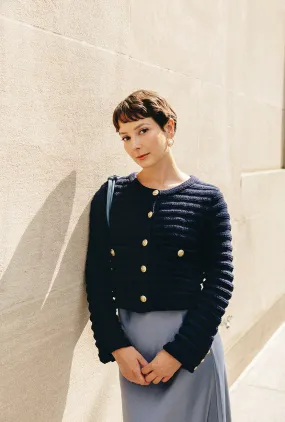 Cindy Cotton Cardigan - Navy Trendy Must Have