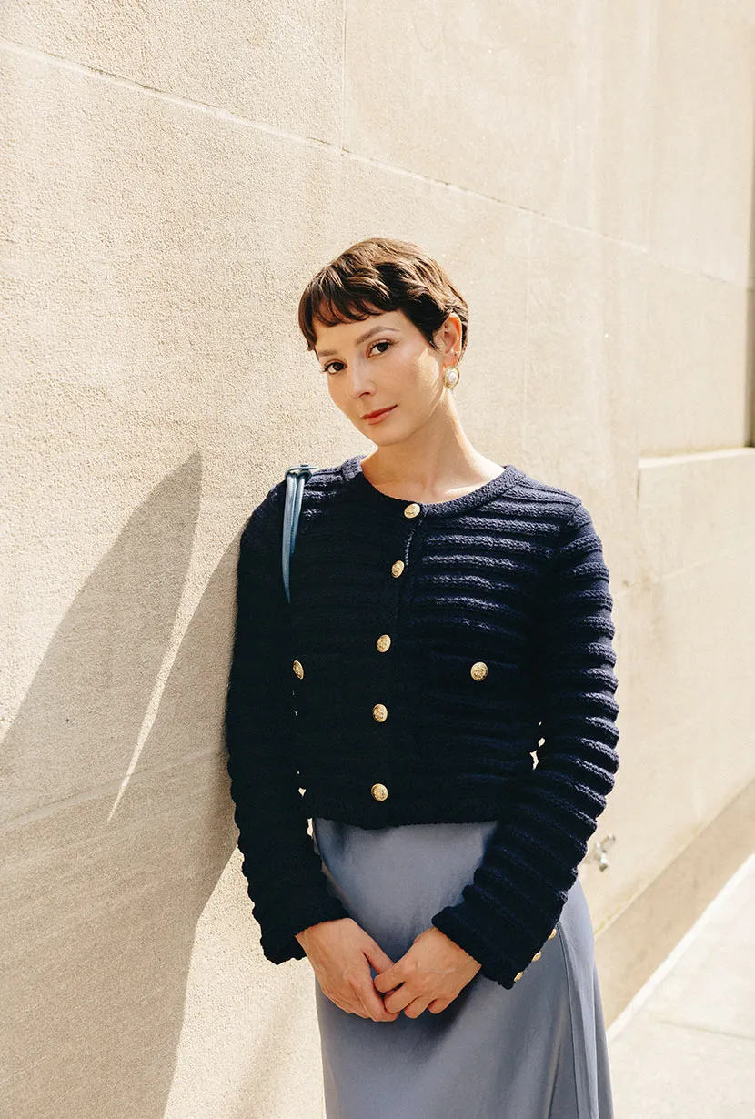 Cindy Cotton Cardigan - Navy Trendy Must Have