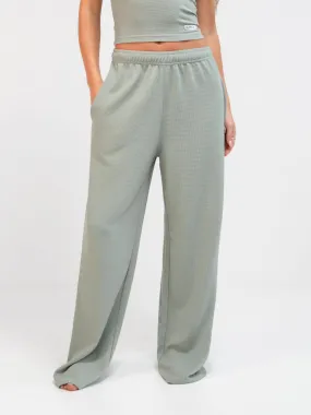 Style Daily Soft Waffle Trousers - Sage Green