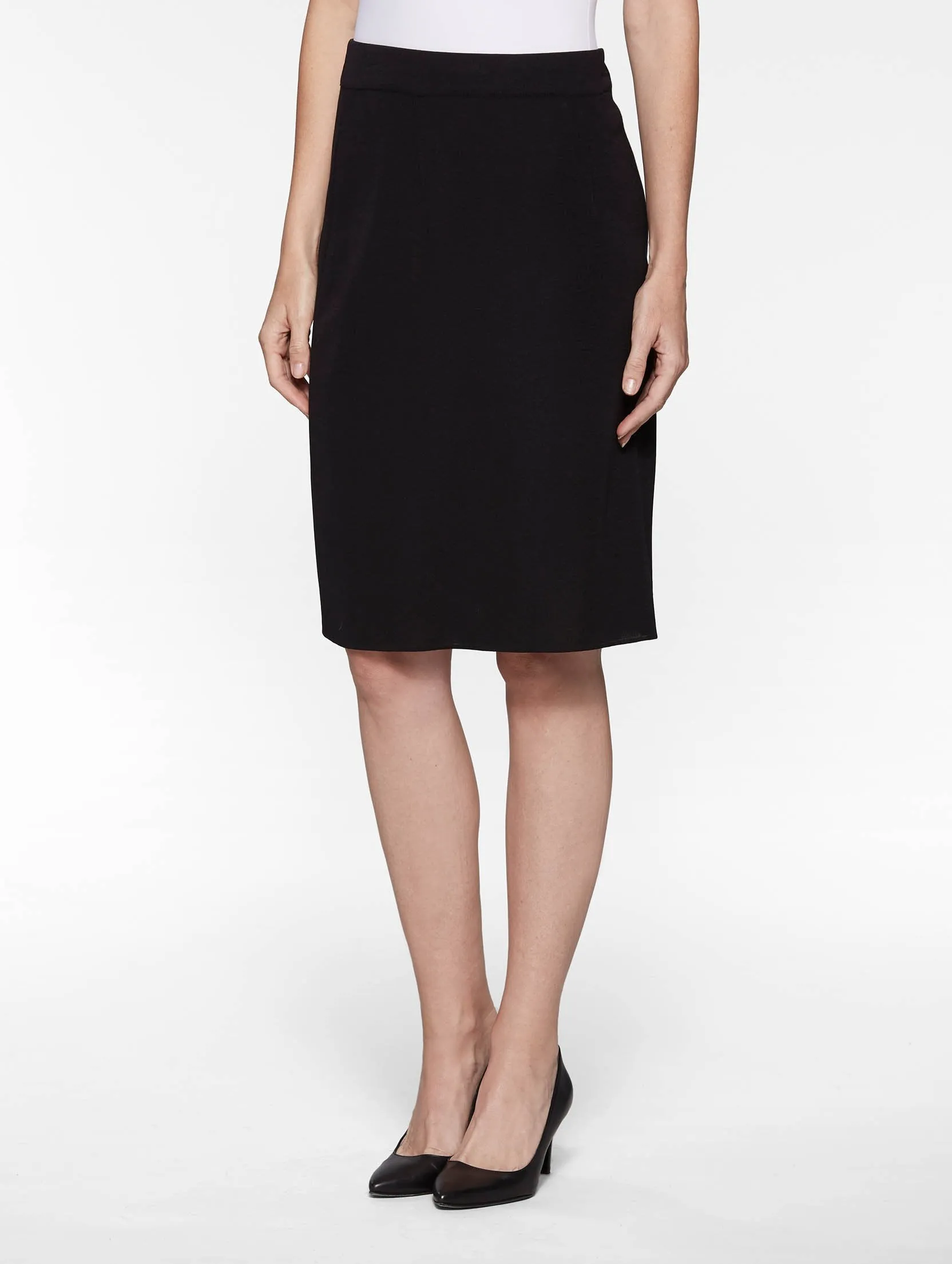 23" Straight Mylana Knit Skirt, Black - True Fit Maternity Friendly Glamorous Appeal