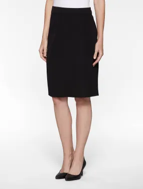 23" Straight Mylana Knit Skirt, Black - True Fit raw hem Easy Comfort