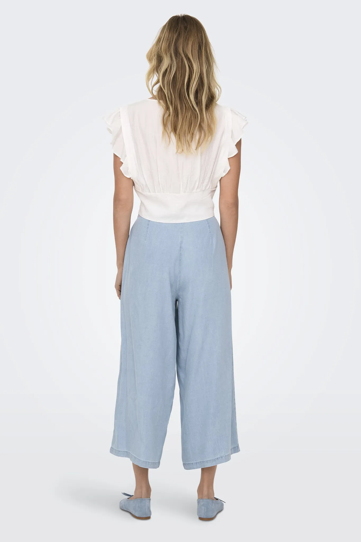 Charis Life Long Light Blue Denim Culottes Comfortable Stretch Ripped design