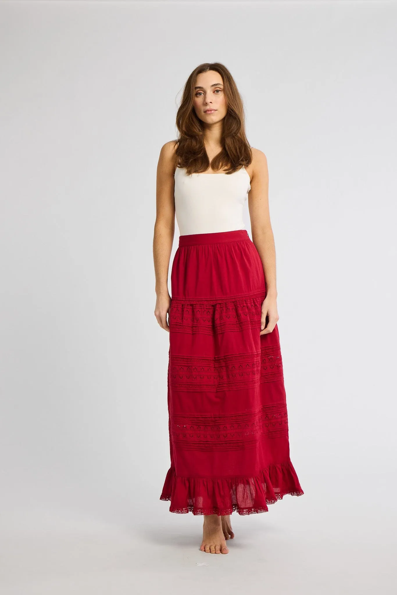 Full Circle Leni Skirt in Cherry Lace