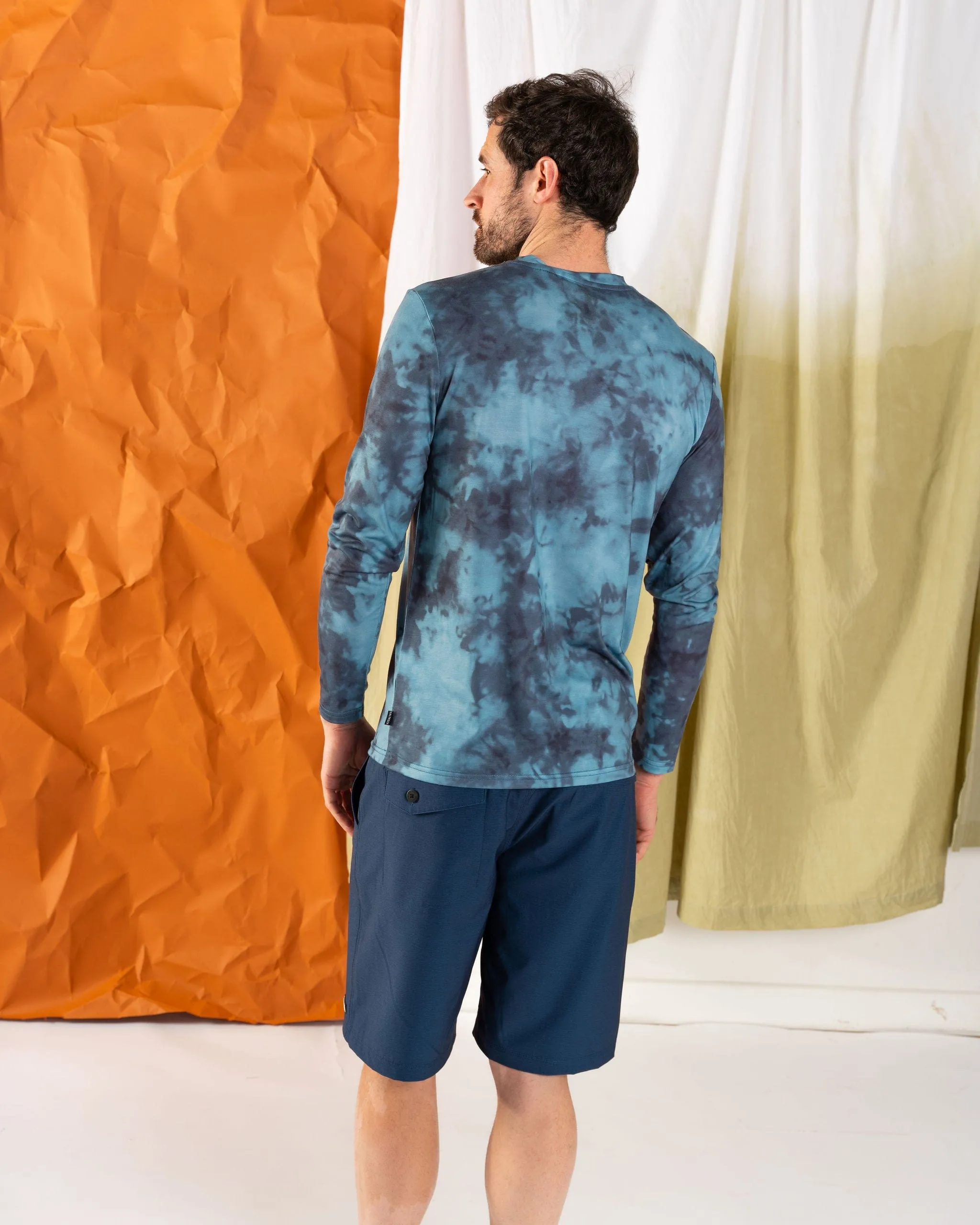 Quick Dry Fit Rebalance Hybrid - Mens UPF 50  Long Sleeve T-Shirt - Blue